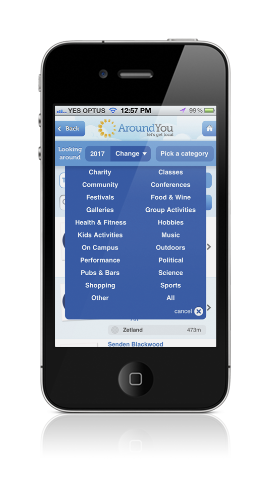 AroundYou category dropdown screenshot