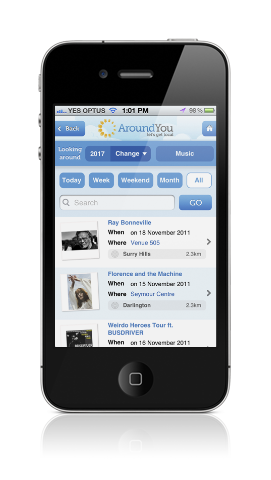 AroundYou events result list screenshot